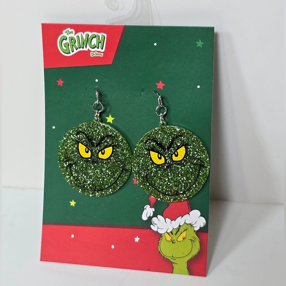 The Grinch Glitter Earrings Nwt
